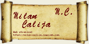 Milan Čalija vizit kartica